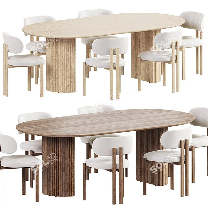 Elegant Oval Dining Set 3D model image 4