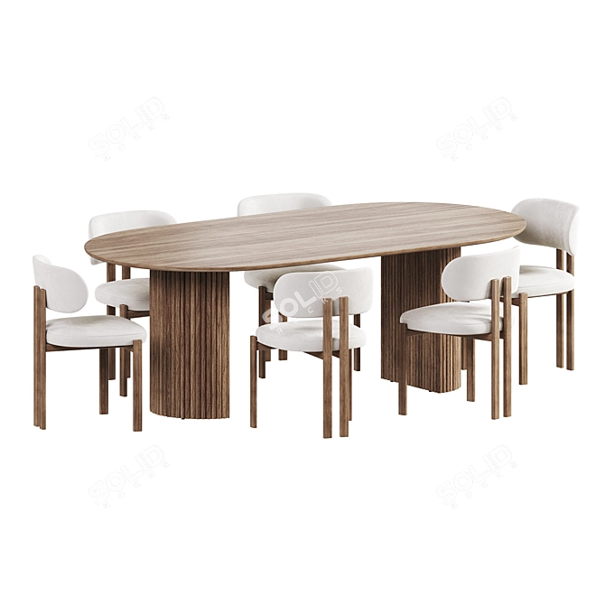 Elegant Oval Dining Set 3D model image 6