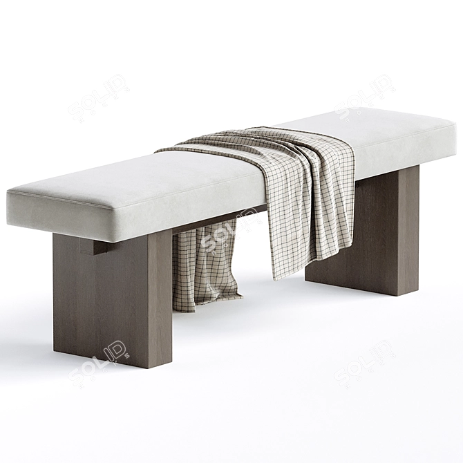 Elegant Linen Upholstered Bench 3D model image 2