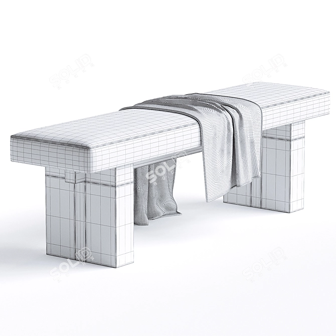 Elegant Linen Upholstered Bench 3D model image 3