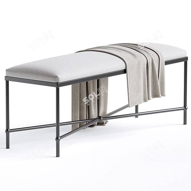 Plush Polyester Bench Seating 3D model image 2