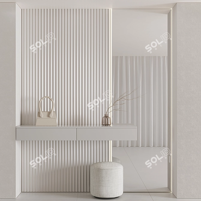 Modern Minimalist Hallway Furniture Set 3D model image 1