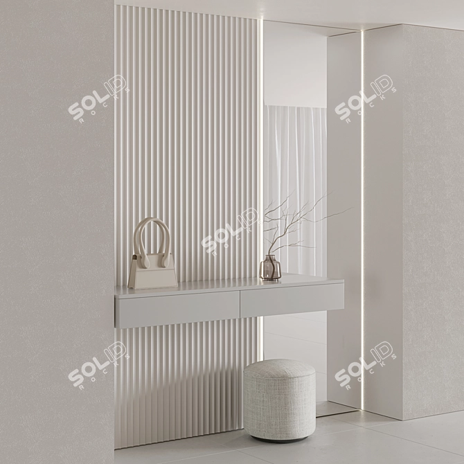 Modern Minimalist Hallway Furniture Set 3D model image 2