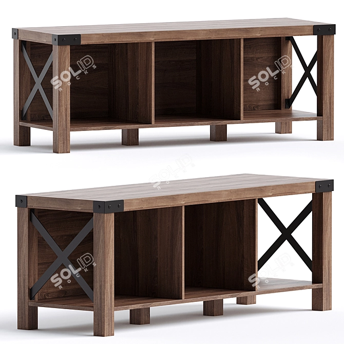 Elegant Storage Bench 3D model image 1