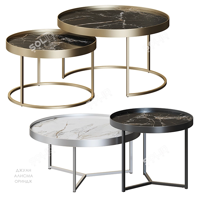 Modern Gold Marble Coffee Table 3D model image 1