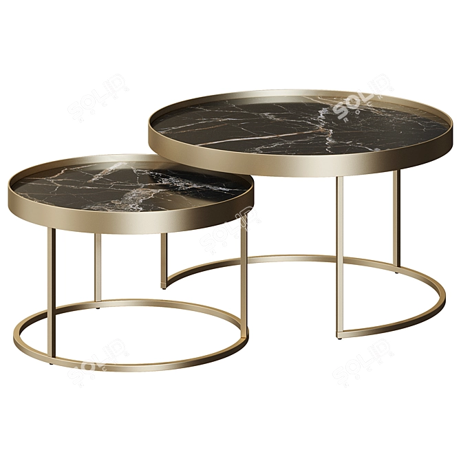 Modern Gold Marble Coffee Table 3D model image 2