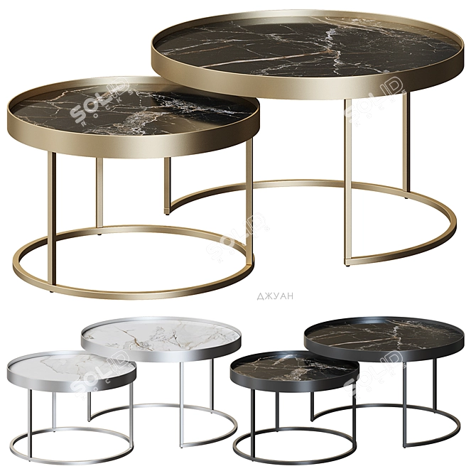 Modern Gold Marble Coffee Table 3D model image 5