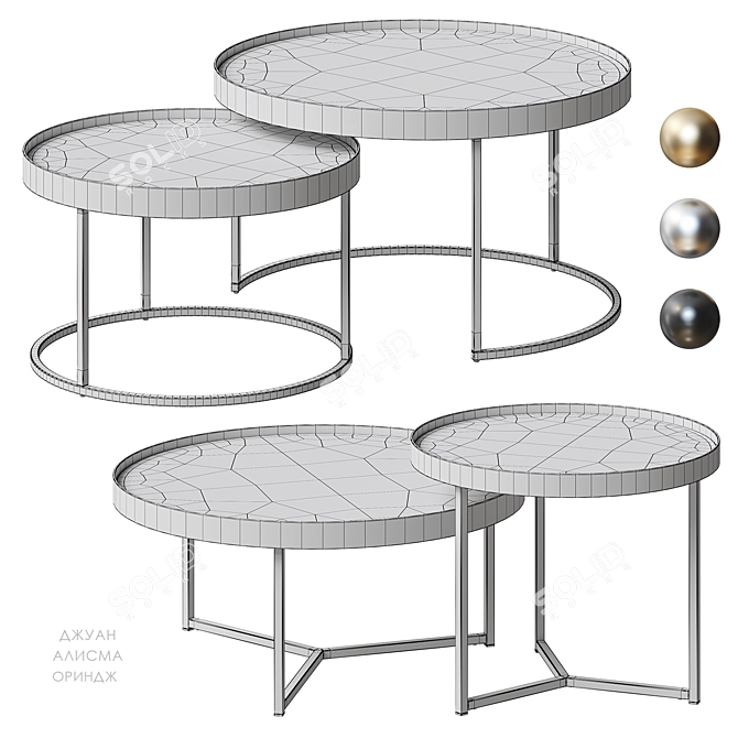 Modern Gold Marble Coffee Table 3D model image 6