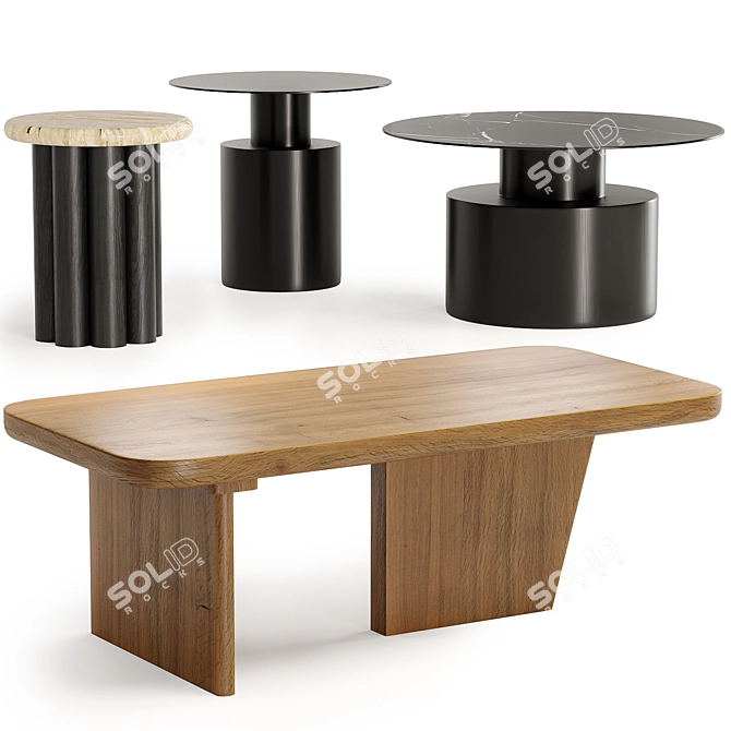 Modern Coffee Table Set Ensemble 3D model image 1