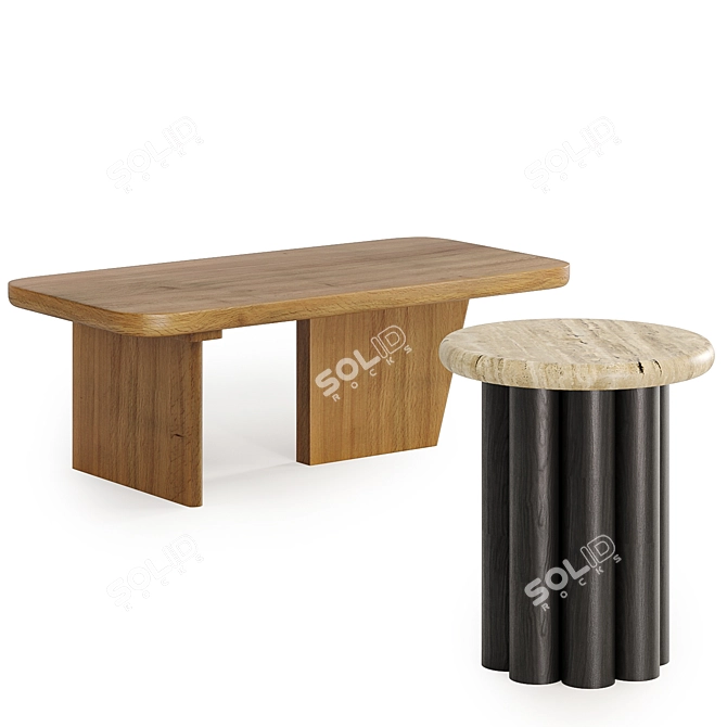 Modern Coffee Table Set Ensemble 3D model image 3