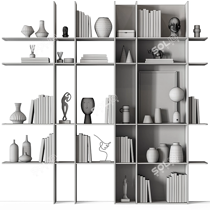  Decorative Rack Set with Shelves 3D model image 5