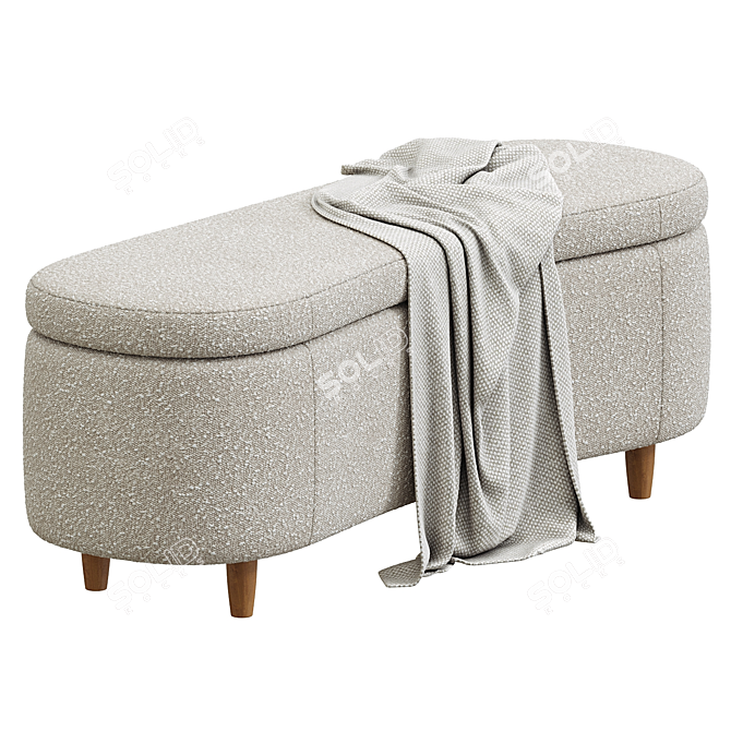 Cozy Boucle Storage Bench 3D model image 2