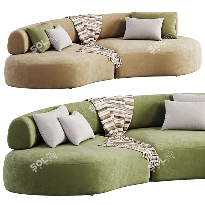 Colorful Velvet Lounge Sofa Ensemble 3D model image 2