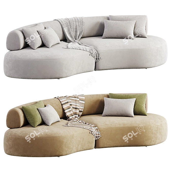 Colorful Velvet Lounge Sofa Ensemble 3D model image 3