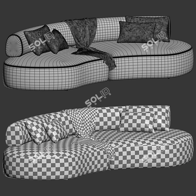 Colorful Velvet Lounge Sofa Ensemble 3D model image 4