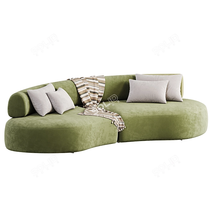 Colorful Velvet Lounge Sofa Ensemble 3D model image 5