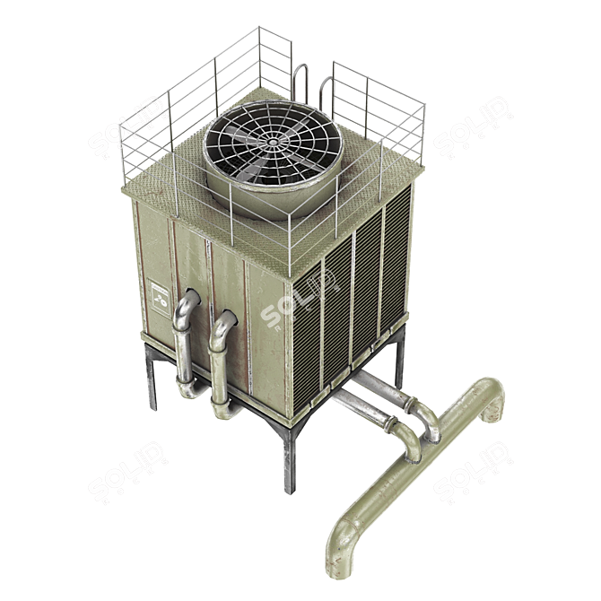 Industrial Cooling Tower 3D Model 3D model image 3