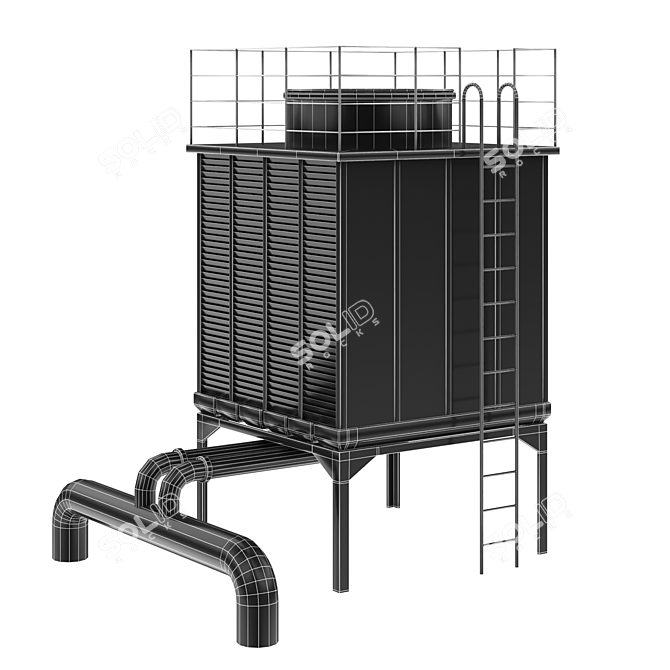 Industrial Cooling Tower 3D Model 3D model image 6