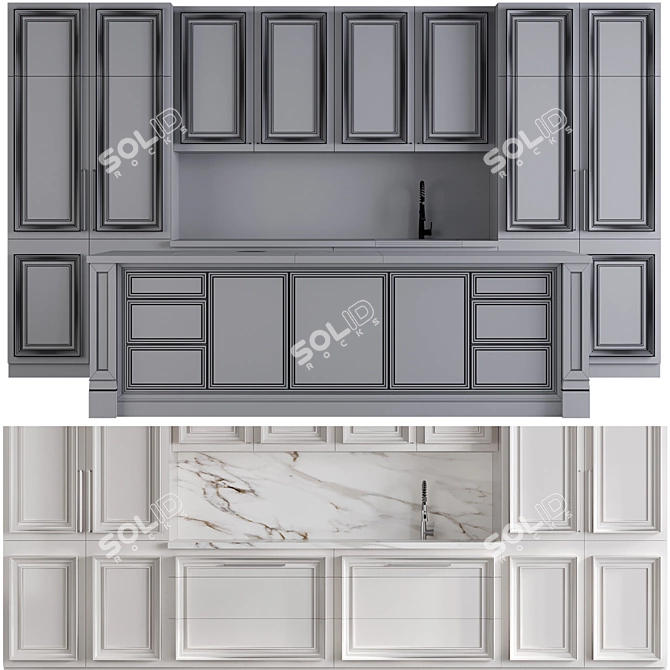 Neoclassic Kitchen No.25 Set 3D model image 6