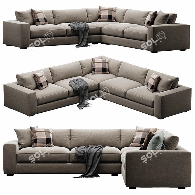 Modern Oceanside Low Deep Sectional 3D model image 2