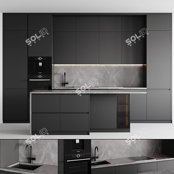 Customizable Modern Kitchen Design 3D model image 1