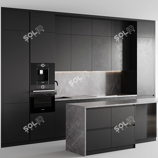 Customizable Modern Kitchen Design 3D model image 2