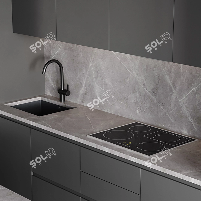 Customizable Modern Kitchen Design 3D model image 3