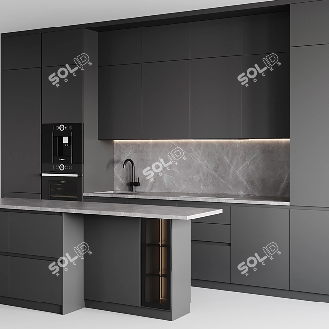 Customizable Modern Kitchen Design 3D model image 4