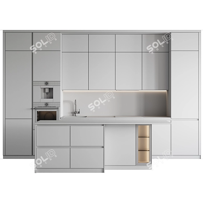 Customizable Modern Kitchen Design 3D model image 5