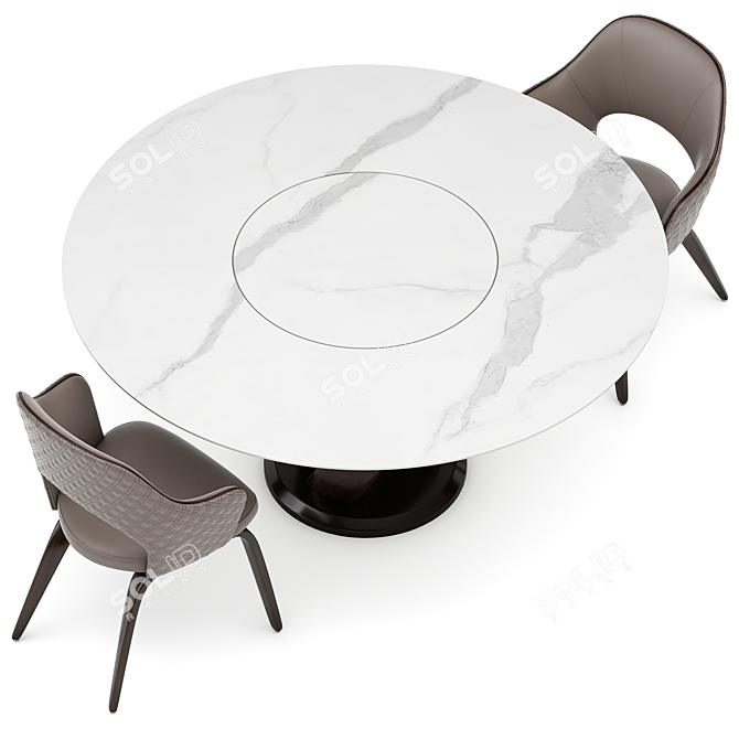 Elegant Dining Set with Virtuos D 160x160 Table & Apriori R Chairs 3D model image 2