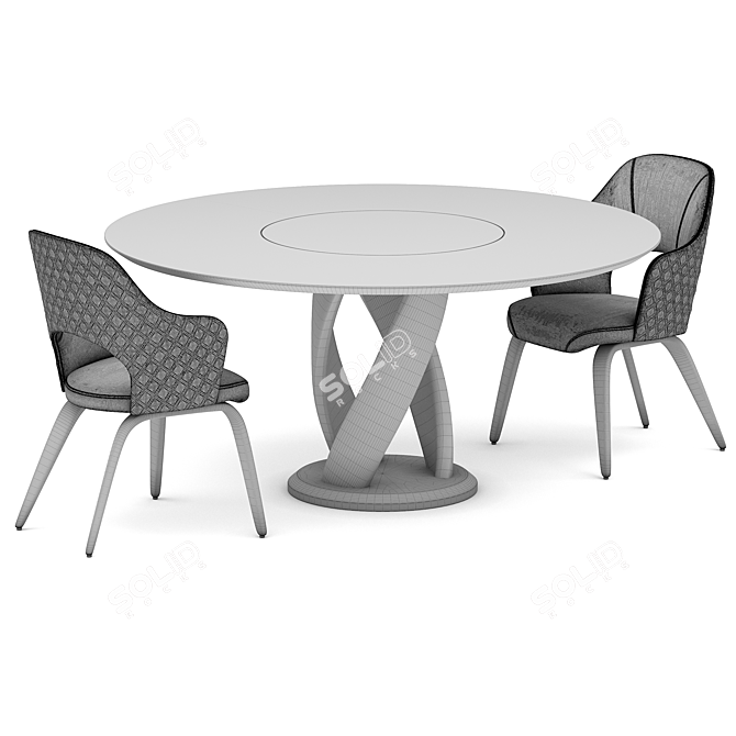 Elegant Dining Set with Virtuos D 160x160 Table & Apriori R Chairs 3D model image 6