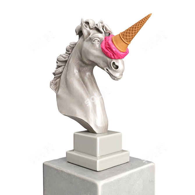 Unicorn Fantasy Ceramic Sculpture 3D model image 2