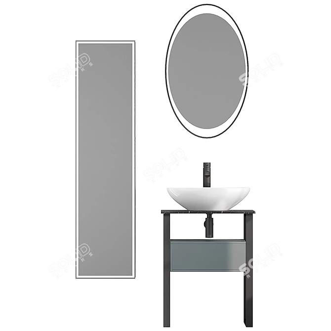 DIWO Elista 60 Anthracite Vanity Set 3D model image 2