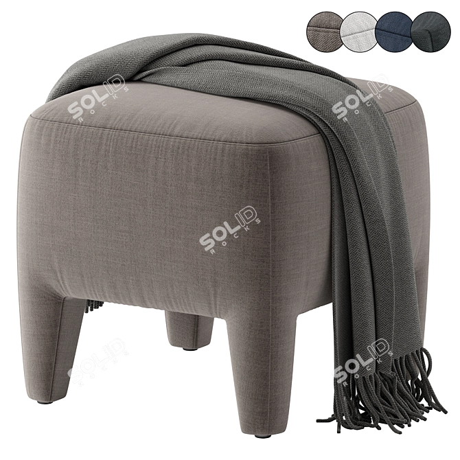 Elegant Turner Ottoman with Metal 3D model image 1
