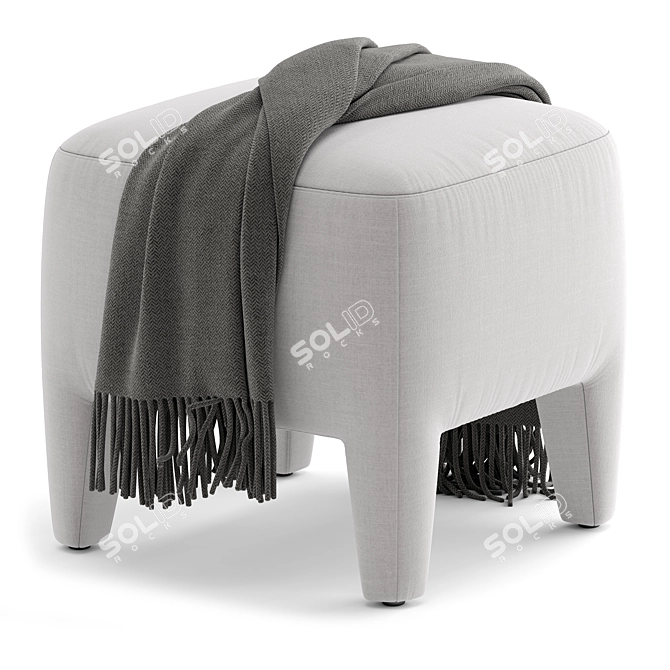 Elegant Turner Ottoman with Metal 3D model image 2