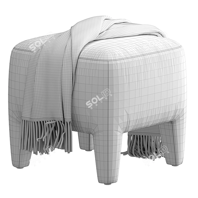 Elegant Turner Ottoman with Metal 3D model image 7