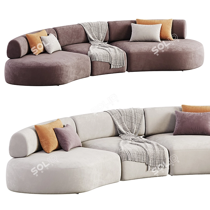 Colorful Pillows Modular Sofa 3D model image 3