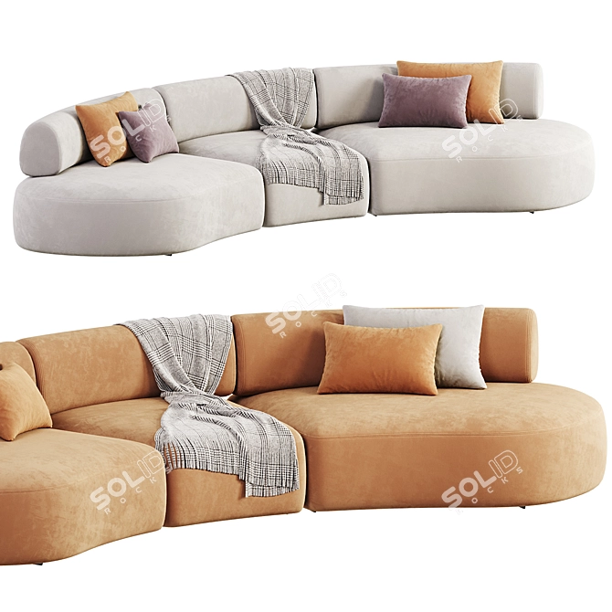 Colorful Pillows Modular Sofa 3D model image 4