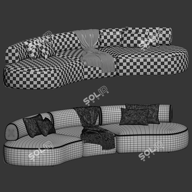 Colorful Pillows Modular Sofa 3D model image 5