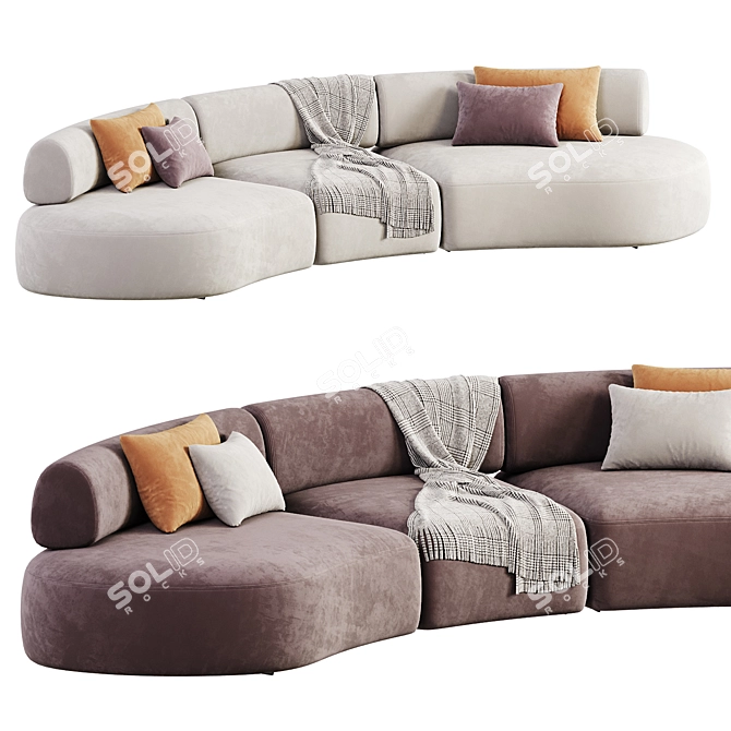 Colorful Pillows Modular Sofa 3D model image 7