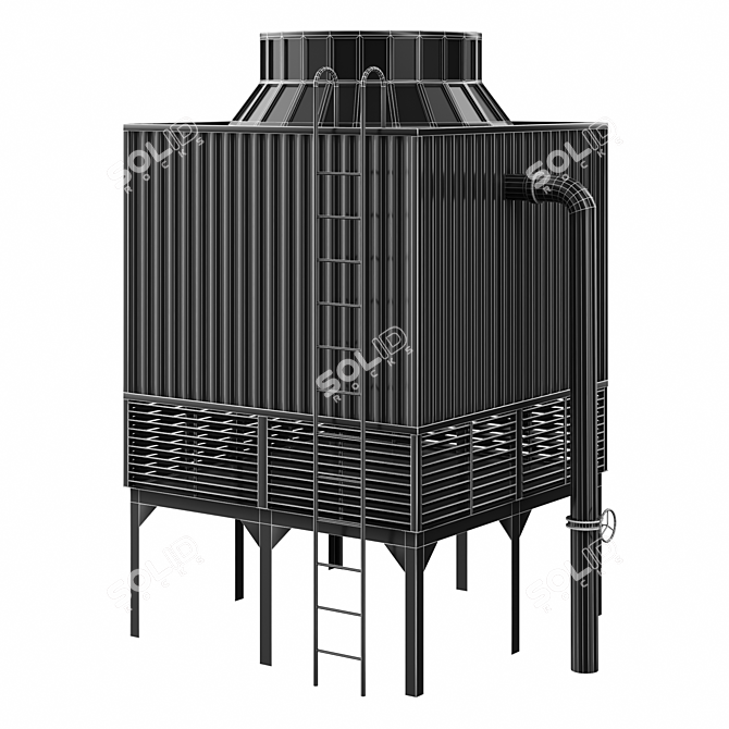 Industrial Cooling Tower 4K Model 3D model image 5