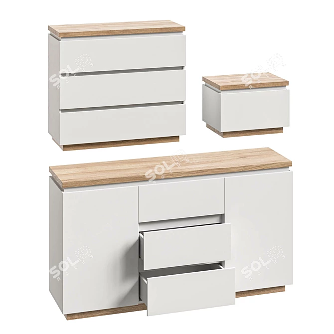 Elegant Issa Set of Drawers 3D model image 1