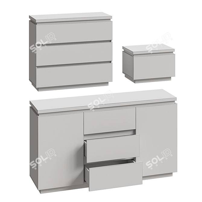 Elegant Issa Set of Drawers 3D model image 5