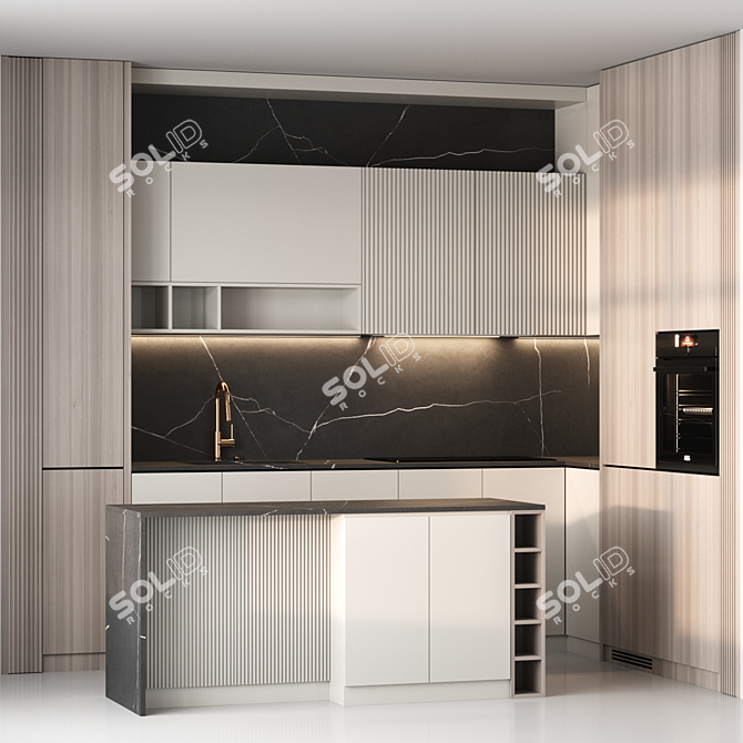 Modern Kitchen Design 3dsmax Kit 3D model image 1