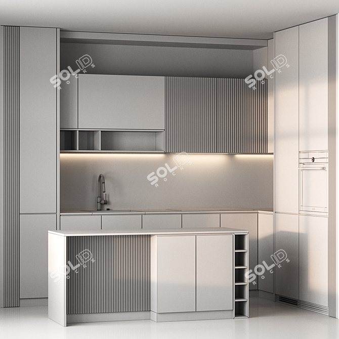 Modern Kitchen Design 3dsmax Kit 3D model image 3