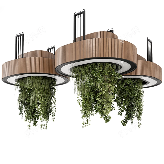 Modern Reception Desk With Plants 3D model image 2