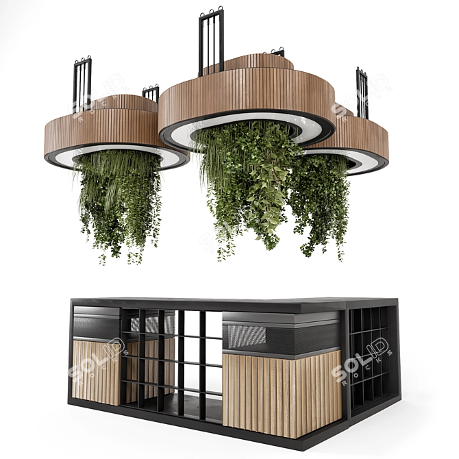 Modern Reception Desk With Plants 3D model image 5