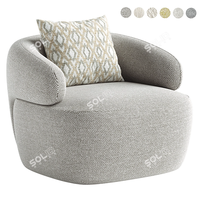 Swivel Armchair with Upholstered Design 3D model image 1