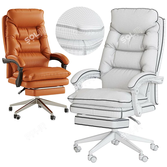 Ergonomic Leather Office Chair 3D model image 6