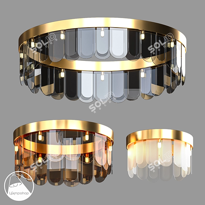 Floral Petal Chandelier Light Fixture 3D model image 3